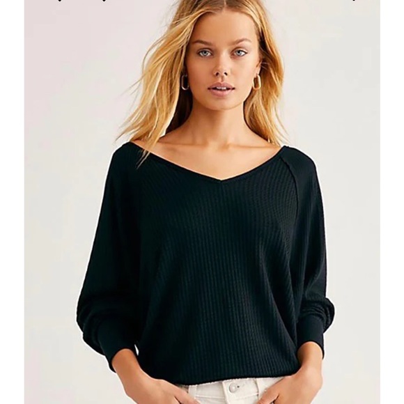 Free People Santa Clara Thermal Size Small in Black NWT - Picture 1 of 11
